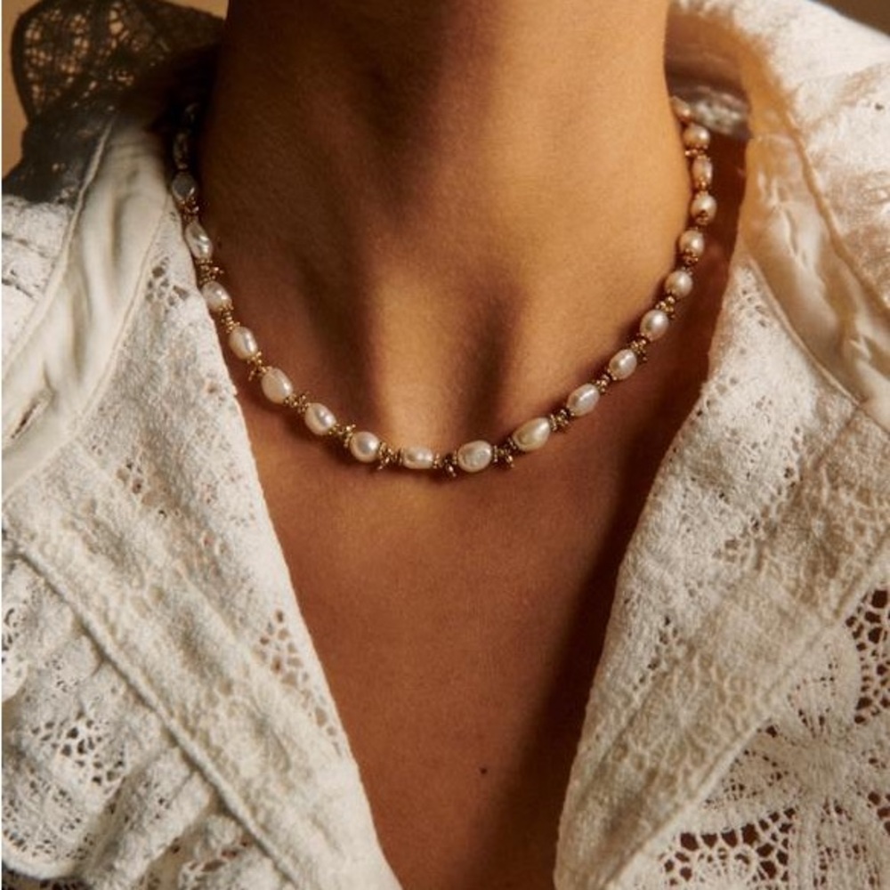 Sezane Gold and Pearl Necklace